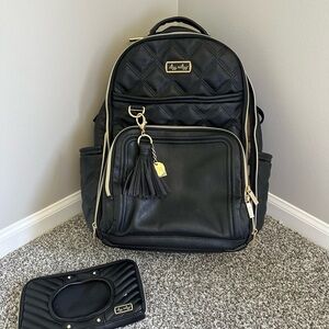 Itzy Ritzy Black Backpack with Gold Details